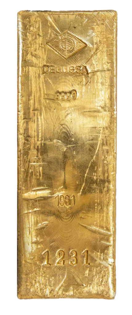 a gold bar with a stamp indicating its origin